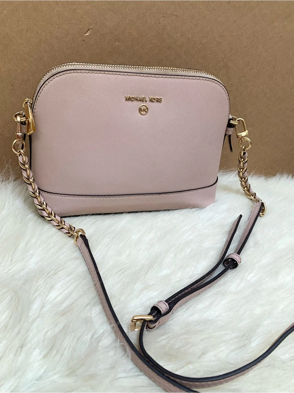 Michael Kors Soft Pink Saffiano Leather Charm Dome Chain Crossbody - Picture 16 of 16